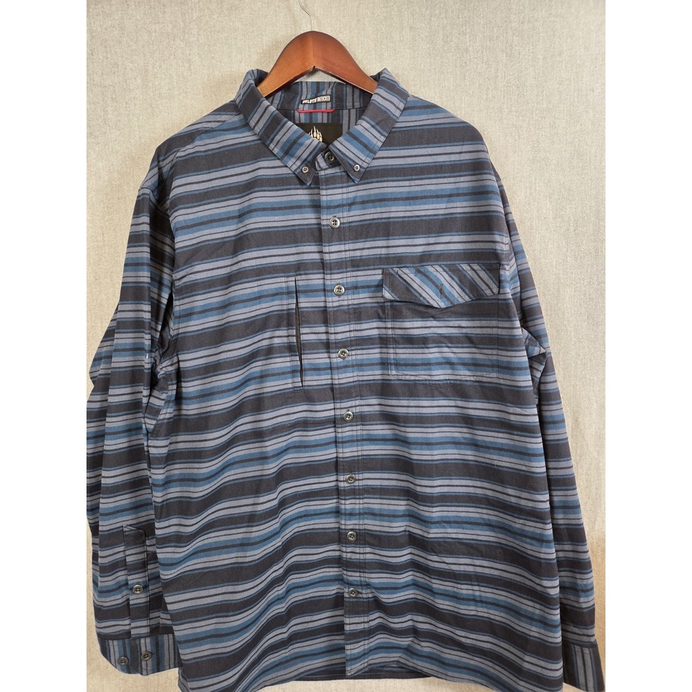 Alaskan Hardgear Duluth Untucked Mens 2XL TALL Flannel Shirt Blue Stripe Stretch